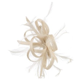 McBURN Clip Fascinator Hair Accessories Headdress Occasion Hat Women – Made in Italy Summer Spring Summer, light beige