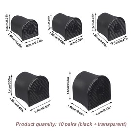 20 Pcs High Heel Protectors, 5 Sizes Stiletto Stoppers & Repair Cap for Shoes Women High Heels Anti-Slip Heel Covers for Outdoor Activities Wetland Grass Gravel (Black, Transparent)