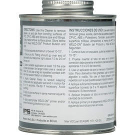 Weld-On 10202 C-65 PVC/CPVC/ABS/Styrene Cleaner - Low-VOC, Clear, 1 Pint (16 fl oz)