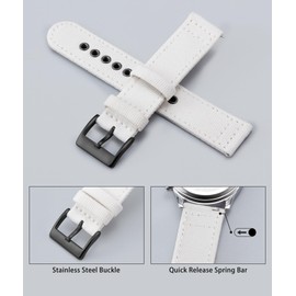 BINLUN Canvas Watch Bands Quick Release Sail Cloth Watch Straps Replacement 18mm 20mm 22mm 24mm Cotton Fabric Watchband for Men and Women with Silver/Black Buckle