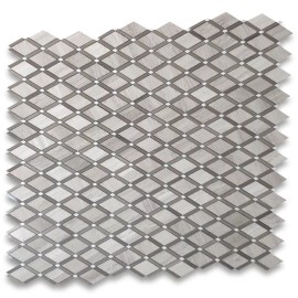Stone Center Online W883XP Athens Silver Cream Thassos Gray Marble Diamond Lattice Mosaic Tile