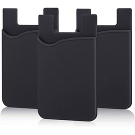 3 Pcs Black Adhesive Phone Wallet, Ultra Thin Stick-On Silicone Credit Card Holder Sticker Adhesive Cell Phone Wallet Compatible for Android Smart Phones Card Holder Professional