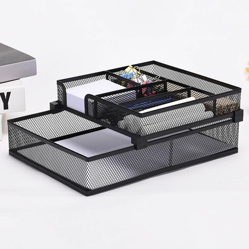 2 Tier Paper Tray Double Layer Metal Mesh Paper Tray