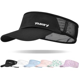 YANIKY Kids Sun Visor Hats for Girls Boys Lightweight UPF50+ Packable Sun Hat for Running Golf Outdoor Sports (US, Alpha, One Size, Black)