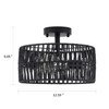 Hchunqjor 3-Light Coastal Black Woven Flush Mount Light Fixture Rustic