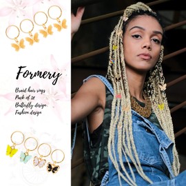 18 Pieces Butterfly Braid Clips with Box Butterfly Hair Ring Dreadlock Charms Clip Gold Hair Braid Jewelry Rings Clips Butterfly Pendant Charms Dreadlock Hair Accessories for Women and Girls