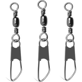 JSHANMEI Barrel Fishing Swivels with Safety Snaps-100pcs Brass Copper Fishing Barrel Swivel Snaps Fishing Lure Hook Line Connectors Solid Ring Fishing Accessories Tackle (8#-100PCS, BLACK)