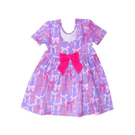 RuffleButts® Baby/Toddler Girls Knit Twirl Dress - Rosy Ribbons Short Sleeve, 8