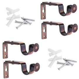 Alikeke - Set of 4 Adjustable Curtain Pole Wall Brackets Made of High Quality Steel Red Bronze