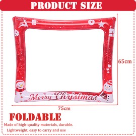 Red Christmas Inflatable Selfie Frame Inflatable Photo Booth Frame with 36Pcs Photo Booth Props,Xmas Inflatable Picture Frame Blow Up Party Prop Kit for Kids Adults Christmas Party Games Accessories