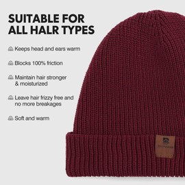 BARFULKER Beanie Hat Women Men Winter Warm Knitted Hat Winter Hats Thermal Running Hats Stretchy Soft Wool Hat with Cuffs and Thick Warm Lining Gift Unisex, red