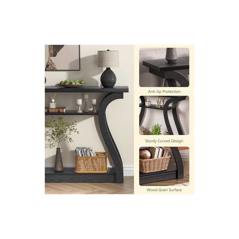 47" Wood Console Table for Entryway, Narrow Sofa Table with
