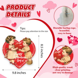 Happy Valentines Day Door Decor,Red Hearts Love Wall Decor Love Sign,Valentines Day Decor, Wooden Hanger Sign For Outdoor Home Farmhouse Wall Window Yard.(018)