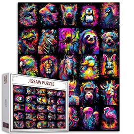 Tucocoo Graffiti Animal Theme Jigsaw Puzzles for Adults 1000 Pieces, Colorful Dinosaur Monkey Collage DIY Difficult Puzzles for Home Decoration Collection Gifts, Family Puzzle Perfect for Game Nights