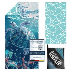 Large Beach Towel - 180 x 100 cm Microfibre Beach Towel with Bag, Absorbent and Quick Drying Beach Towel, Soft & Lightweight Beach Towel for Beach, Travel, Swimming (Turtles)