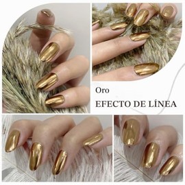 Esmalte en gel para pintura metálica dorada de 8 ml, esmalte de uñas en gel metálico con efecto espejo 3D, dibujo de flores/líneas, metalizado