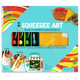 iHeartArt by Bright Stripes Squeegee Art Kids Paint Kit, Childrens Painting Crafts Creativity Set, Including Paints, Squeegees, Paper, Stickers, Punch Outs and Work Surface, Great Creative Gifts