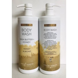 Home & Body 2 Bottles Tranquil Spa ~Honey Almond Body Wash with Shea Butter & Honey 32 fl oz