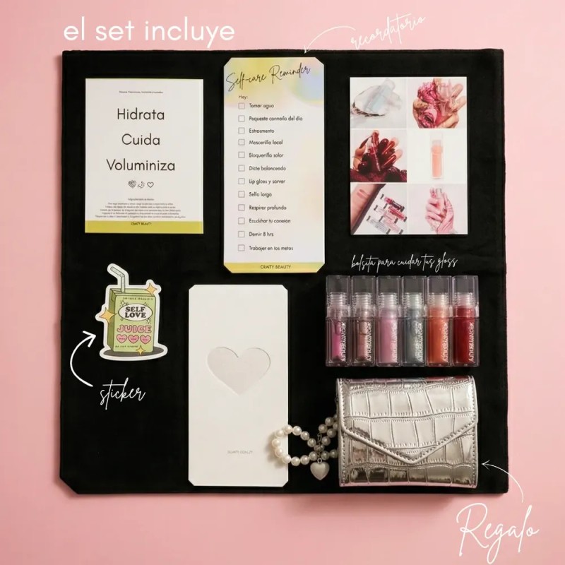 Set Glinty Lip Oil Gloss Hidratante Volumen Vegano Coreano