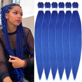 YDDM Pre Stretched Braiding Hair Extensions, 32 Inches, 6 Packs, Synthetic Hair Braids, Blue Hair Extensions, Synthetic Hair for Braiding Extension for Braids, Jumbo Braids Hair (32 Inches, Blue#)