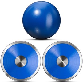 Motionchic 3 Pcs Shot Put and Discus Set Include 4kg Iron Shot Put Ball and 2 Pcs 1kg Track and Field Discus for High School Men Women Sports Training Throwing Competition Practice Equipment(Blue)