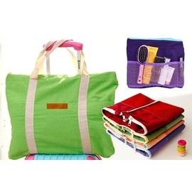 CONNECTWIDE® 2 in 1 Handbag Cum Travel Bag Organizer (Red), Multipurpose Bag, Zipper + Foldable Bag, Cotton Material Qty.(1pic)