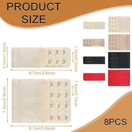 Azlanway Bra Extender 8 Pieces 4 Rows 4 Hooks 3 Rows 3 Hooks Soft Elastic Bra Closure for Women Ladies