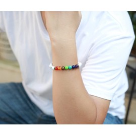 Senidea 7 Chakra Bracelet (2 Pieces or 1 Piece), Yoga Bracelet, Gemstone Bracelets, Natural Chakra Stones, Lava Stone, Healing, Reiki, Energy Therapy for Men and Women, Gemstone