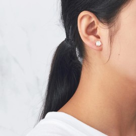 Philip Jones Silver Plated Round Magnetic Clip On Stud Earrings Created with Zircondia® Crystals