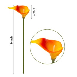 DuHouse 20Pcs Artificial Calla Lily Flower Real Touch Latex Flowers for DIY Wedding Bouquet Party Home Decor (Sunset)