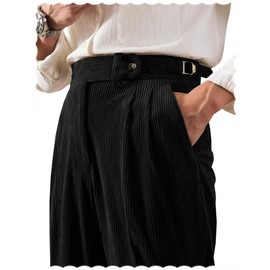 Men's Pants Corduroy Tailored Classic Fit Winter Stretchy Casual Corduroy Dress Pants （Black40W34L）