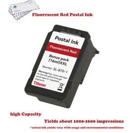High Capacity Ultra SL-870-1 XXL Red Ink Cartridge Compatible SL870-1 SL8701 XXL Fluorescent Red Ink Replacement for The PB New SendPro Mailstation Postage Meter (CSD1) Machine (3pack)(16ml*3)
