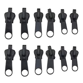 Pack of 12 zip zippers, zip replacement, repair for repair kit, zips, removable, pull set, universal, zip repair kit, zip slider
