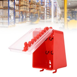 Lockout Tagout Lock Box, 8 Hooks Wall Mount Lock Box with Transparent Panel, ABS and PC Material, Lock Out Tag Out Padlocks, Red Lock Box for Factories and Construction Sites