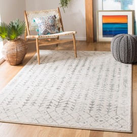 SAFAVIEH Tulum Collection Area Rug - 6' x 9', Ivory & Grey, Moroccan Boho Distressed Design, Non-Shedding & Easy Care, Ideal for High Traffic Areas in Living Room, Bedroom (TUL262A)