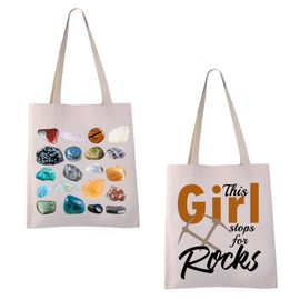 VAMSII Rock Collector Gifts This Girl Stops for Rocks Tote Bag Hunting Bag Geology Student Rockhounding Gifts (Girl Rocks tote)
