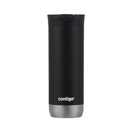 Huron Vacuum-Insulated Stainless Steel Travel Mug, 16oz Licorice - Leak-Proof Lid for Hot/Cold Beverages, Fits Most Cup Holdersand Brewers