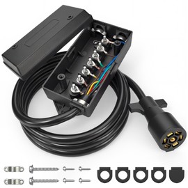 PKDOAX 8 Ft 7 Way Trailer Wiring Harness with Nylon Junction Box