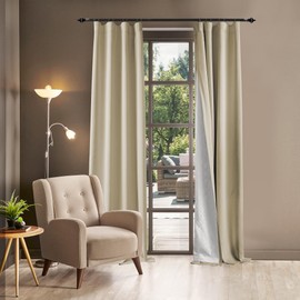 HZgekai 3-in-1 100% Blackout Curtains 120 Inches Long, Thermal Insulation, Soundproof Back Tab Drapes for Bedroom Living Room Sliding Glass Door, with Pin Hooks, Beige 50x120 Inch 1 Panel