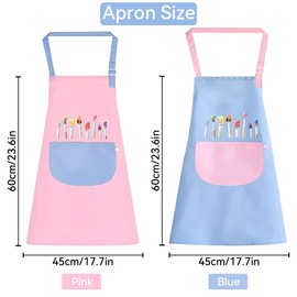 XSYKJGS Children's Painting Apron, Set of 2, Children's School, Adjustable 6-10-12 Years, Cooking Apron Children, Blue and Pink