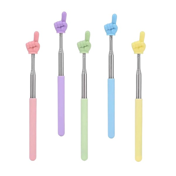 KLINNA 5 Pcs Pointer Stick Extendable Macaron Colour, Telescopic Teacher