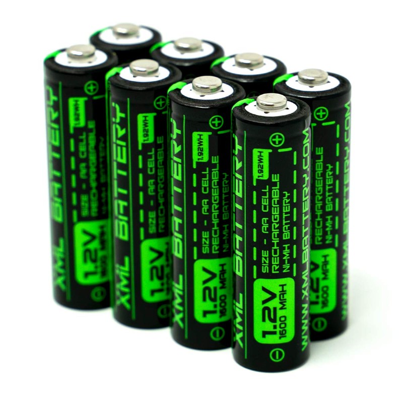 XML Battery (8 Pack) 1.2v 1600mAh Ni-MH AA Low Self-Discharge