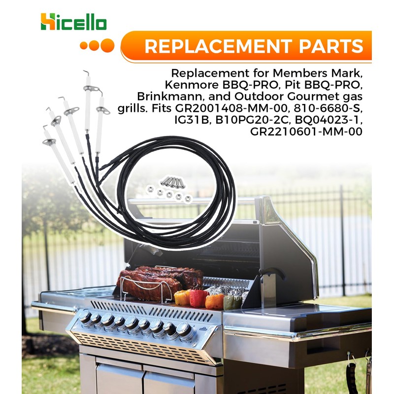 Hicello Grill Igniter Kit for GR2001408-MM-00 810-6680-S IG31B