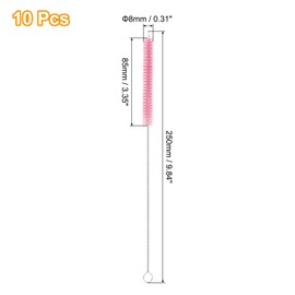uxcell 10Pcs Drinking Straw Cleaning Brushes, 10" x 2/8" Nylon Bristles Long Straw Brush Pipe Cleaner for Washing Straws Pot Spout, Sippy Cup, Bottle and Tube (Pink)