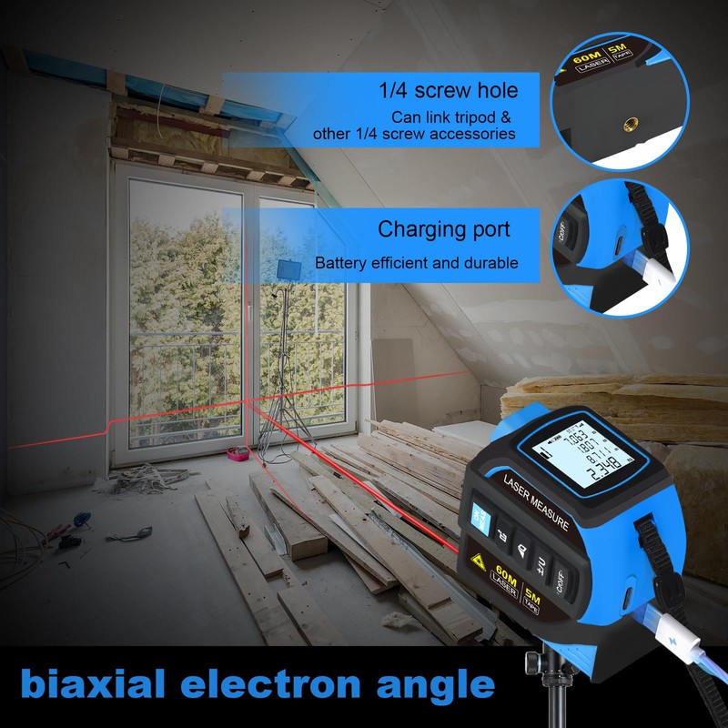 Menider 3-in-1 Laser Measure Tool - Digital LCD & Self-Locking,