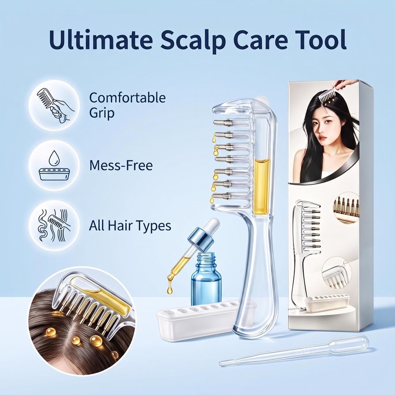 Scalp applicator comb,hair oil applicator、Essential,with Roller Ball