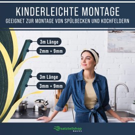 2 x 3 m Set Sealing Tape Sealing Tape Mounting Tape for Sinks 9 mm (W) x 3 mm (D) and Hobs 9 mm (W) x 2 mm (D) for Built-in Sinks and Hobs