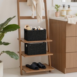 StorageWorks Pantry Baskets, Wicker Storage Baskets for Organizing, Shelves, Pantry Organizers and Storage, Medium, Black, 2-Pack