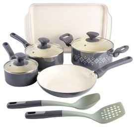 SPICE BY TIA MOWRY 10-Piece Healthy Non-Stick Ceramic Cookware Set - Grey (87071.10R)