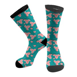 ACDRUING Obstetrical Nurse Cervix Uterus Unisex Athletic Crew Cushion Socks For Running And Workout Performance Wicking Cushion Mid-Calf Socks For Men Women